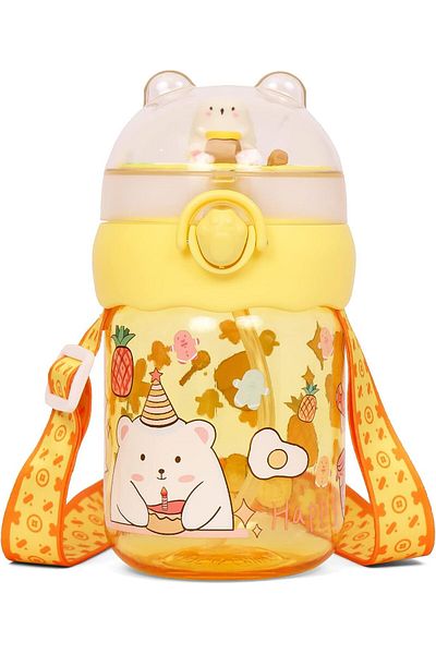 Generic Eazy Kids Water Bottle 580ml wt straw - Yellow