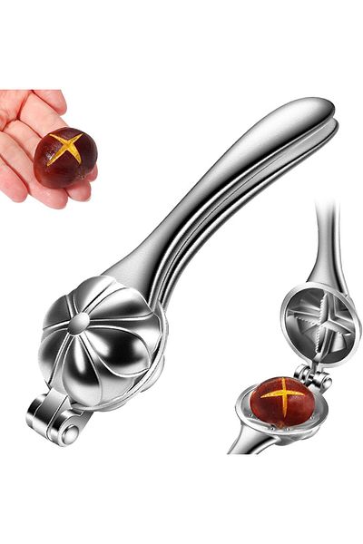 Generic Bukela Stainless Steel Nut Cracker and Chestnut Cutter, Kitchen Tool for Nuts & Dried Fruits, Easy