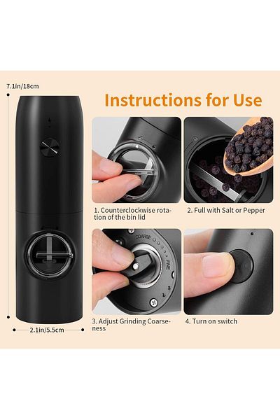 Generic Electric Pepper and Salt Grinder - Rechargeable Electric Pepper Grinder, Automatic Pepper Salt Mill