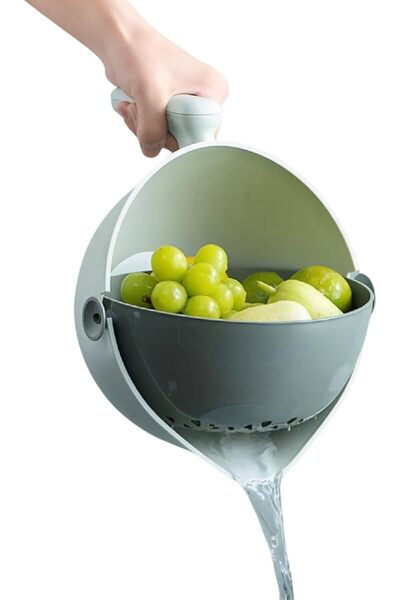 Arabest 2-in-1 Rotating Kitchen Colander Set,Plastic Strainer,Food Draining a...