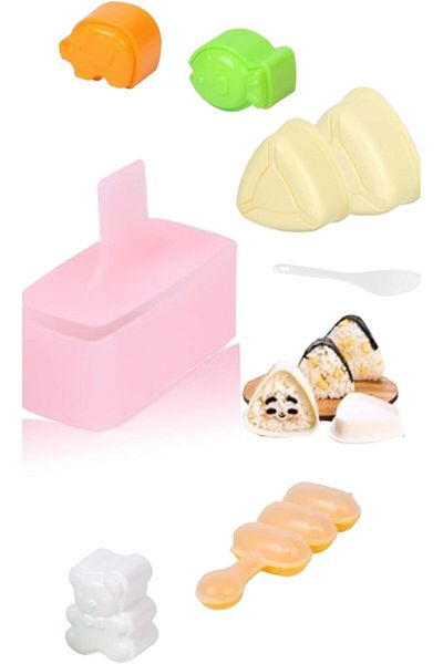 Generic Sweet seven Create good Triangle Onigiri with 8PCS Mold Set! Easy DIY Rice Ball Maker for Bento Lun