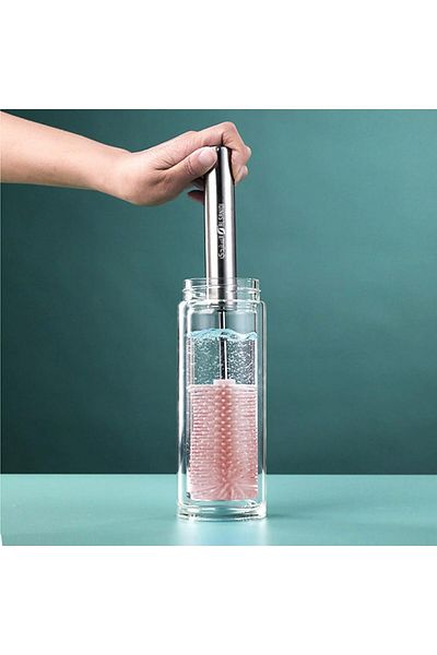 Generic Alsanidi, Water Bottle and Cup Cleaning Brush, Long Bottle Brush Cleaner, Pink, Size 37x4.5x1.8cm 6