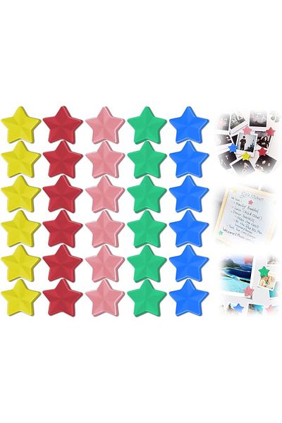 Generic Azonee 30 Pack Fridge Magnet, Star Cute Magnets Heavy Duty Round Refrigerator Magnets Whiteboard Lo
