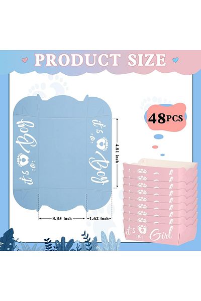 Generic 48-Pack Paper Food Boats – Versatile & Eco-Friendly Disposable Serving Trays for Gender Reveal Part