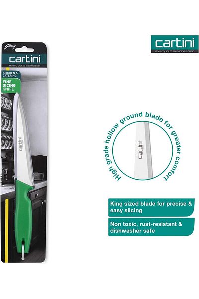 Generic Godrej Cartini Fine Dicing Knife, King Size Blade, Stainless Steel, Size-27.6cm-Colour -Green.