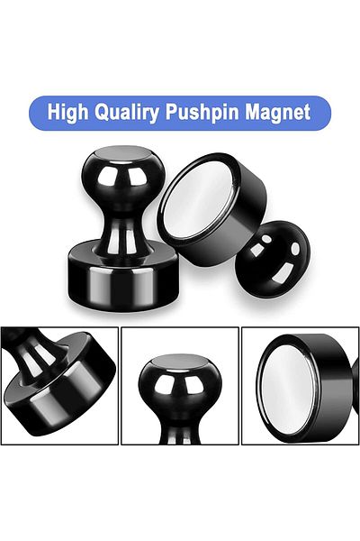 Generic ECVV Refrigerator Magnets, 24pcs Magnetic Push Pins, Magnets for Fridge, Black Brushed Push Pins Ma