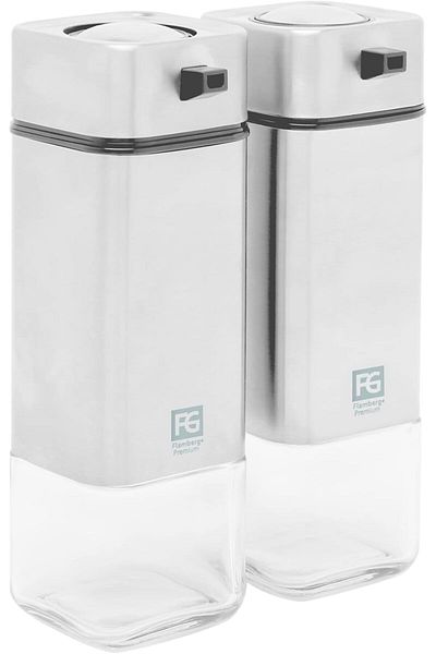 Generic Flamberg Premium Dispenser Set for Oil & Vinegar, 220 ml, Silver