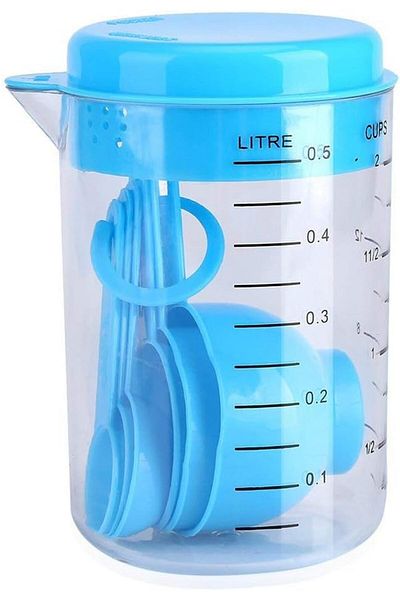 Generic KASTWAVE Stackable Spoons Set, 7 Pcs Stackable Spoons with 500ml Measuring Cups, Space Saving, BPA