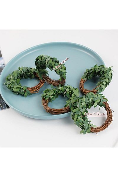 Generic TERRIFI Leaves Napkin Rings Set of 6, Greenery Rattan Napkin Holders, Spring Wreath Farmhouse Style