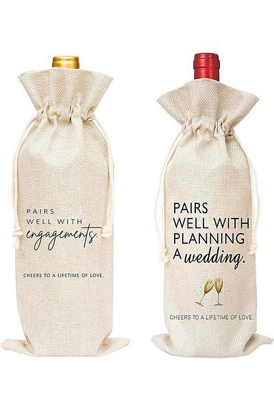 Generic Wedding Wine Bags Engagement Party Decor, Engagement Wine Bottle Gift Bag With Drawstring, Wine Bag