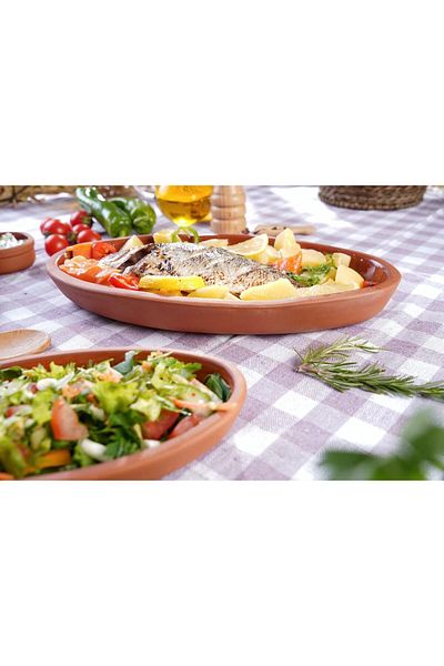 Generic Luksyol Oval Pots For Cooking, Pan for Mexican Indian Korean Dishes, Handmade Cookware, Clay Pot Fo