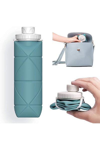 Generic Collapsible Water Bottles Cups Leakproof Valve Reusable BPA Free Silicone Foldable Travel Water Bot