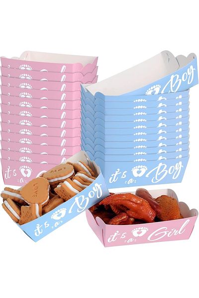 Generic 48-Pack Paper Food Boats – Versatile & Eco-Friendly Disposable Serving Trays for Gender Reveal Part