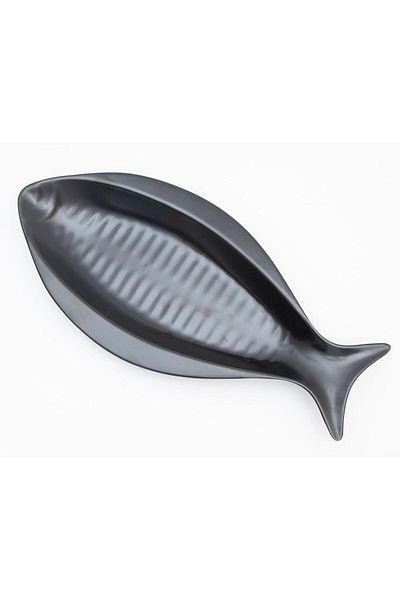 cc bin shihon MN Premium Melamine Matte Black Fish & Seafood Serving Plate