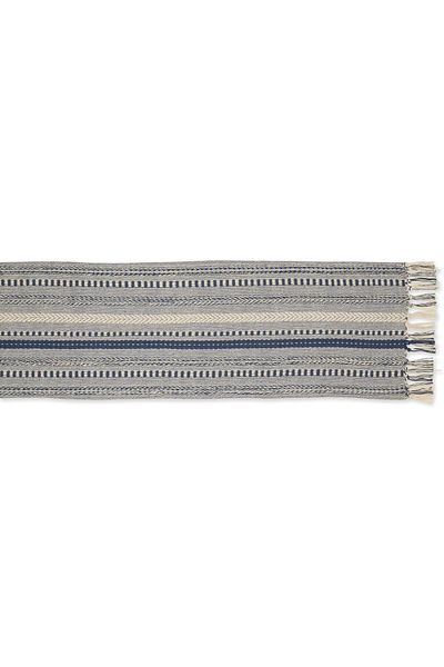Generic DII Farmhouse Braided Stripe Table Runner Collection, 15x72 (15x77, Fringe Included), French Blue