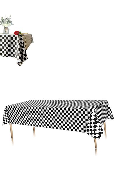 Generic Honwor® Checker Pattern Tablecloth, Black White Reusable Plastic Cloth for Racing Party, Picnic, Ba
