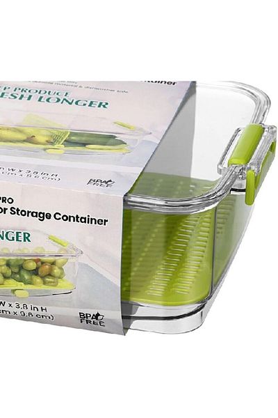 Generic Felli Duo Fresh Pro BPA-Free Refrigerator Storage Container Clear and Green 2.7 Liter NVBG11AS-041D