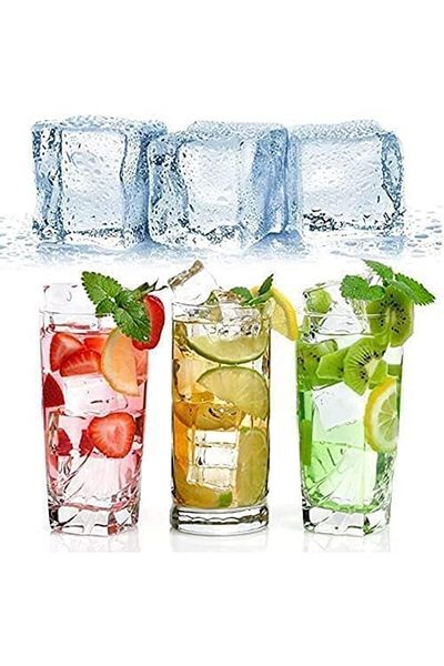 Generic 50 Pcs Reusable Plastic Ice Cubes,Clear Acrylic Fake Ice Cubes,Artificial Square Crystal Fake Ice C