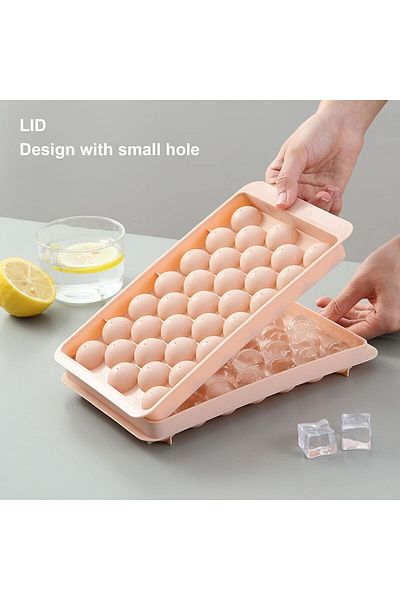 Generic Ice Cube Tray Ice Ball Maker Mold with Lid Easy Release Round Mold for Freezer Mini Circle Ice Cube