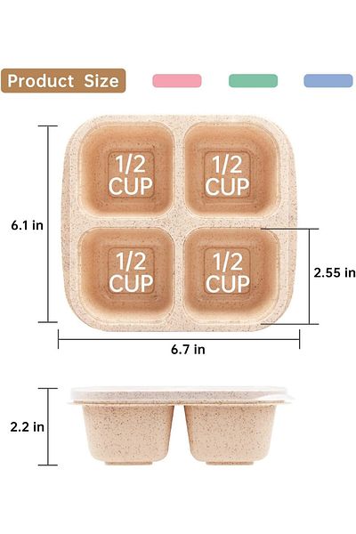 Generic YRQX 4 Pack Bento Lunch Box，4 Compartment Snack Containers，Divided Bento Snack Box，Meal Prep Contai