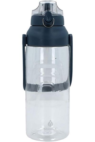Generic Manna Chugger XL BPA-Free Water Bottle with Handle Clear and Dark Blue 2 Liter