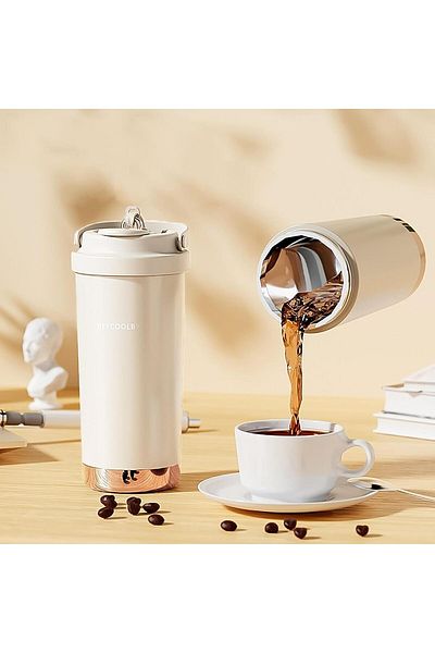 Generic TIKHOME 17 oz Travel Coffee Mug, Vacuum Insulated Tumbler with Flip Lid and Straw, 316 Stainless St