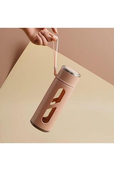 Generic ALFAHA Pink .Green Water Bottle Hot Cold Coffee Milk Drinking Water Bottle Double Layer Plastic Gla