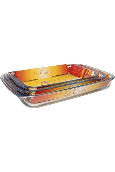 Generic Parfait 3-Piece Rectangular Borosilicate Glass Roaster Set Clear G-Mp0230-T3