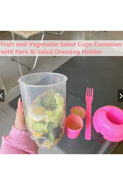 Generic 2022 Keep Fit Salad Meal Shaker Cup,Fresh Salad Cup to Go,with Fork & Salad Dressing Holder, Portab