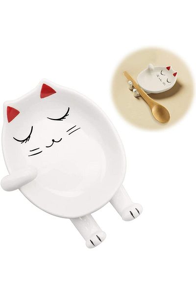 Generic KASTWAVE Ceramic Cat Spoon Rest - Cute Utensil Holder for Kitchen, Stove Top & Counter, Perfect Gif