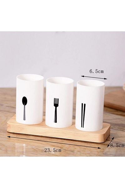 Generic URbazaar Cutlery Holder Utensil Caddy Plastic Self Draining Tableware Storage Box Kitchen Utensils