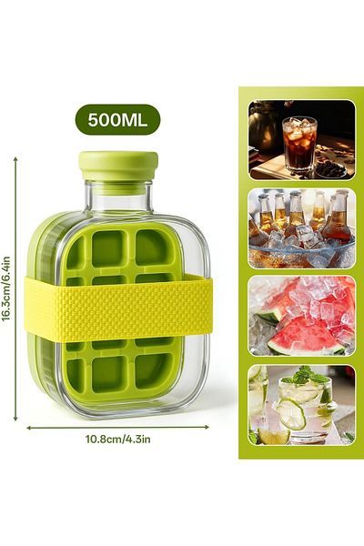 Generic T Tersely [2 in 1] Ice Cube Making Water Bottle with No-Touch Release, Leak-Proof Portable Ice Tray