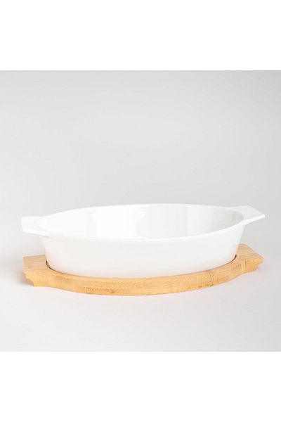 Generic La Mesa La Mesa Oven/Serving Oval Plate With Bamboo