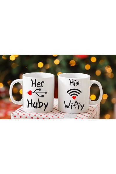 Generic AW Fashions His Wifiy, Her Huby - Funny Geek USB WIFI - Funny Couple Mug - (2) 11OZ Coffee Mug - Fu