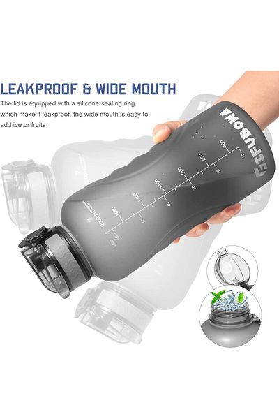 Generic GIFUBOWA Sports Water Bottle with Time Marker 2 Liter BPA-Free LeakProof Motivational Large Drink J
