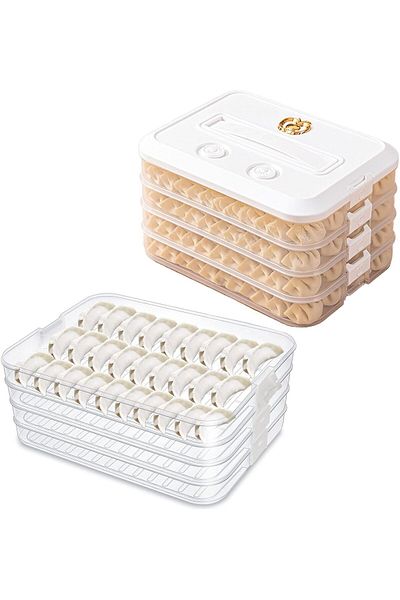 Generic ALMEKAQUZ 4-Layer Food Storage Containers with Lids Dumpling Storage Box, Good Sealing, Stackable F
