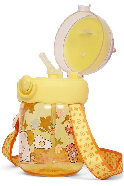 Generic Eazy Kids Water Bottle 580ml wt straw - Yellow