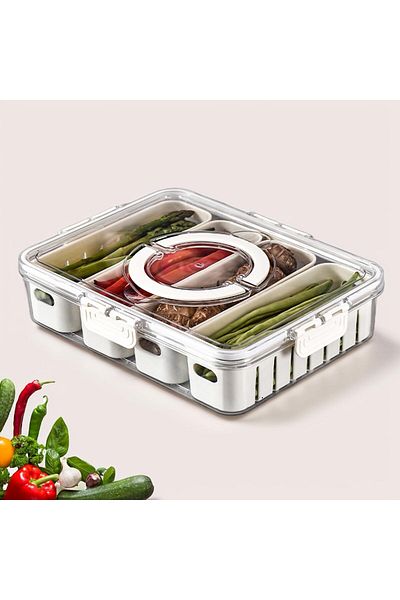 Generic Salad Bar Containers for Fridge with Lid and Handle, Fruit Storage Containers with 4 Removable Cola