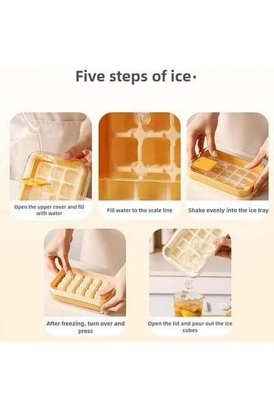 Generic Silicone Ice Tray, 15-Hole Ice Cube Maker with Easy Push Release and Spill-Resistant Lid, Reusable