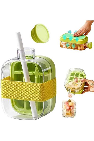 Generic T Tersely [2 in 1] Ice Cube Making Water Bottle with No-Touch Release, Leak-Proof Portable Ice Tray