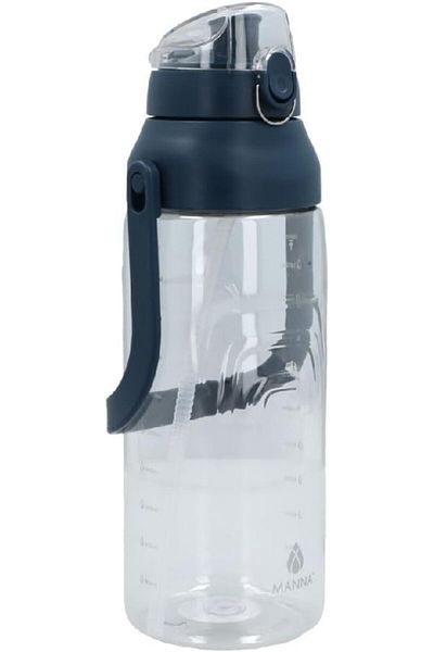 Generic Manna Chugger XL BPA-Free Water Bottle with Handle Clear and Dark Blue 2 Liter