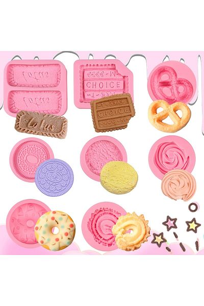 Generic Cookie Silicone Molds, 8 Pcs Silicone Candy Chocolate Fondant Mold Food Grade Non-Stick Baking Mold