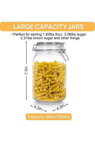 Generic CHEFSTORY 1.5L Airtight Glass Containers with Lids 3 Pack Food Containers for Kitchen and Pantry Sq