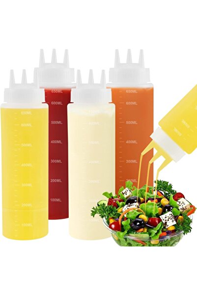 Roomlyne 3 قطع من زجاجات الضغط البلاستيكية ذات 3 فتحات (بيضاء)