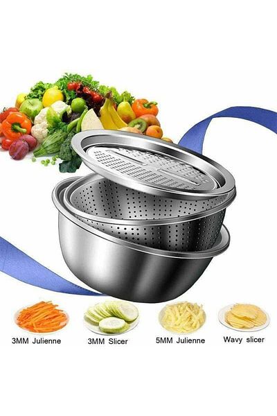 Generic Multi-Functional Stainless Steel Kitchen Basin – Large Colander for Washing Vegetables, Fruits & Dr