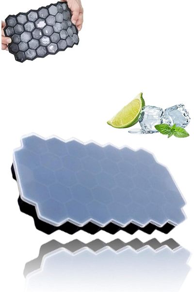 Generic Flexible Ice Cube Tray with Silicone Lid, 37 Honeycomb Cells, Easy Release for Freezer, for Chillin