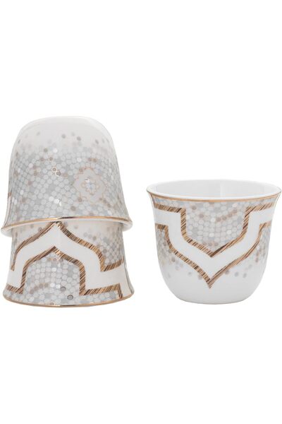 ALSAIF 12-Pieces Arabian Coffee Cups Set made of Porcelain, ideal for serving coffee at various even
