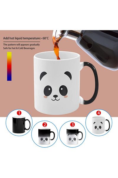 Generic Caliamary Heat Changing Mug, Funny Panda Color Changing Ceramic Coffee Mug,11 oz Heat Sensitive Mag
