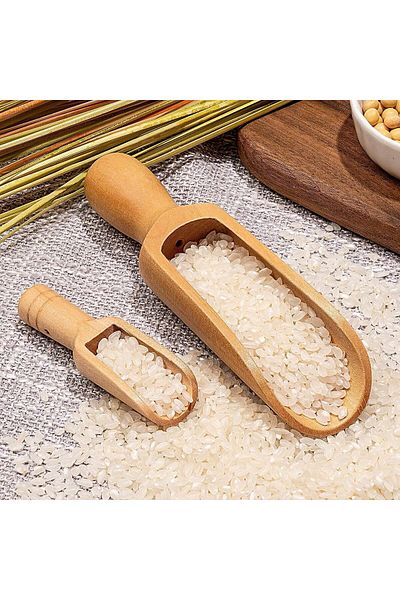 Generic ALMEKAQUZ 6 Pcs Bath Salt Scoop, Wooden Scoops for Canisters, 3 Big 3 Smalll Natural Beech Wooden S