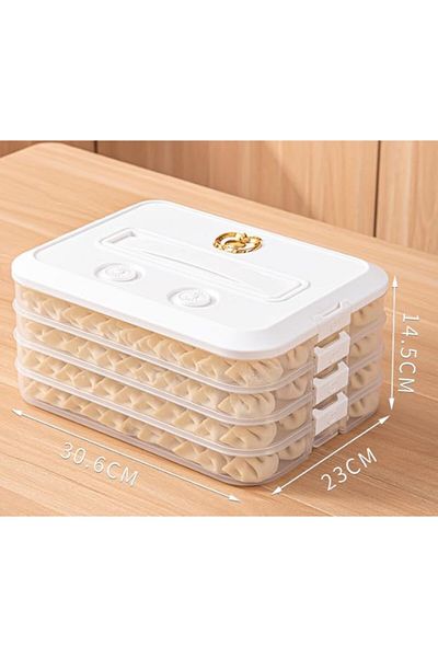 Generic ALMEKAQUZ 4-Layer Food Storage Containers with Lids Dumpling Storage Box, Good Sealing, Stackable F